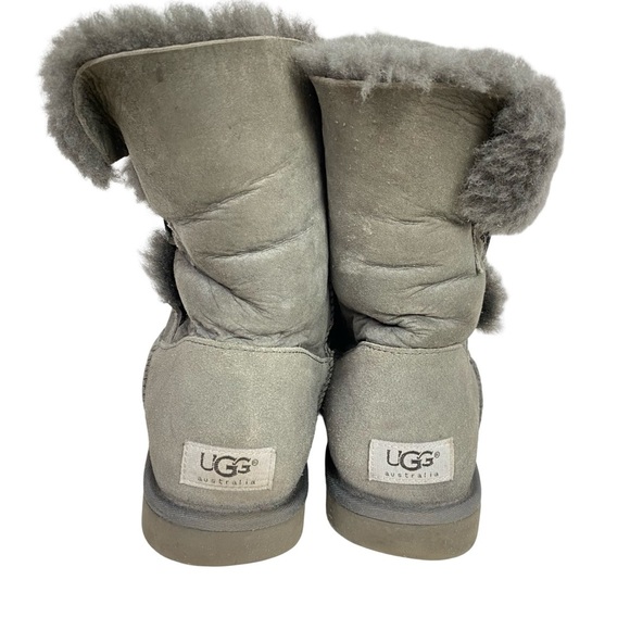 Ugg Bailey Button Boot Womens Size 10 Suede Fur Gray Boots Shoes Booties Grey - Picture 4 of 13